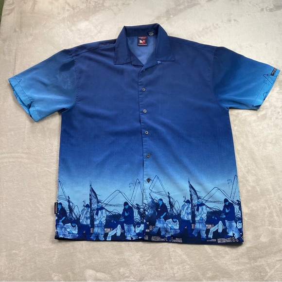 Vintage Southpole Button Up Shirt Y2K Baggy Urban AOP Hip Hop Streetwear 90s - Picture 1 of 12